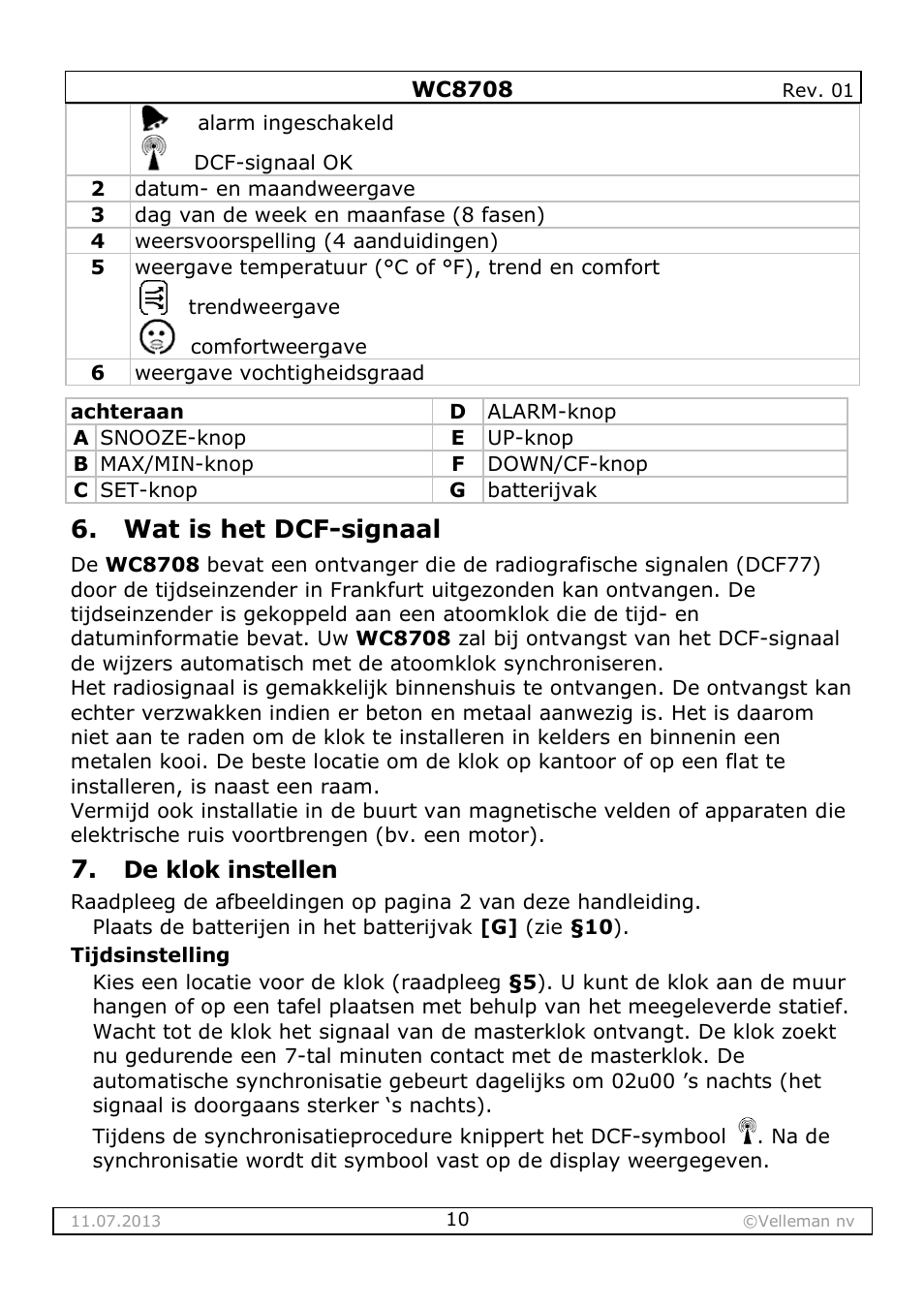Wat is het dcf-signaal | Velleman WC8708 User Manual | Page 10 / 42
