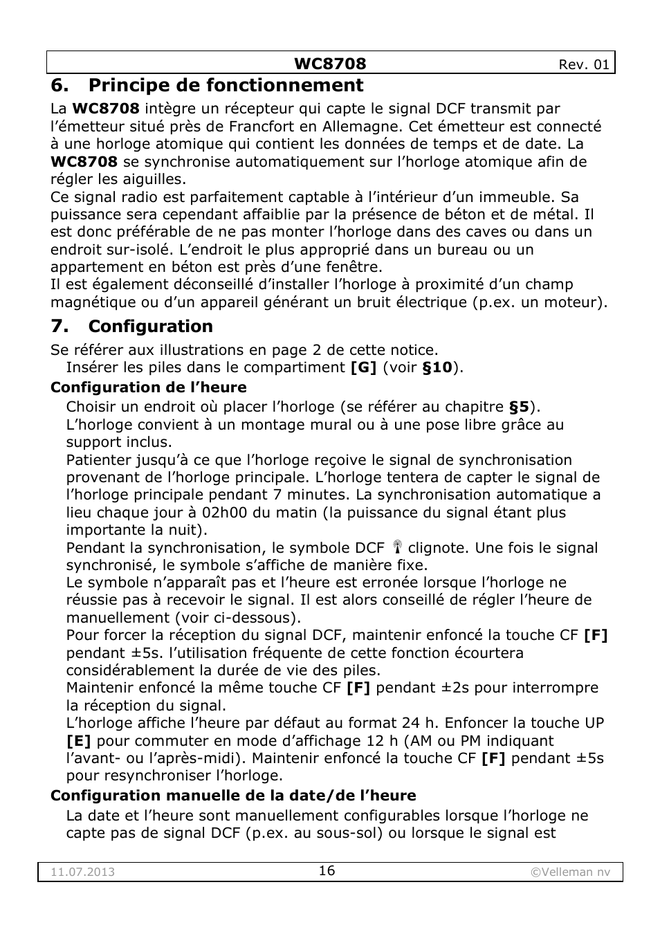 Principe de fonctionnement | Velleman WC8708 User Manual | Page 16 / 42