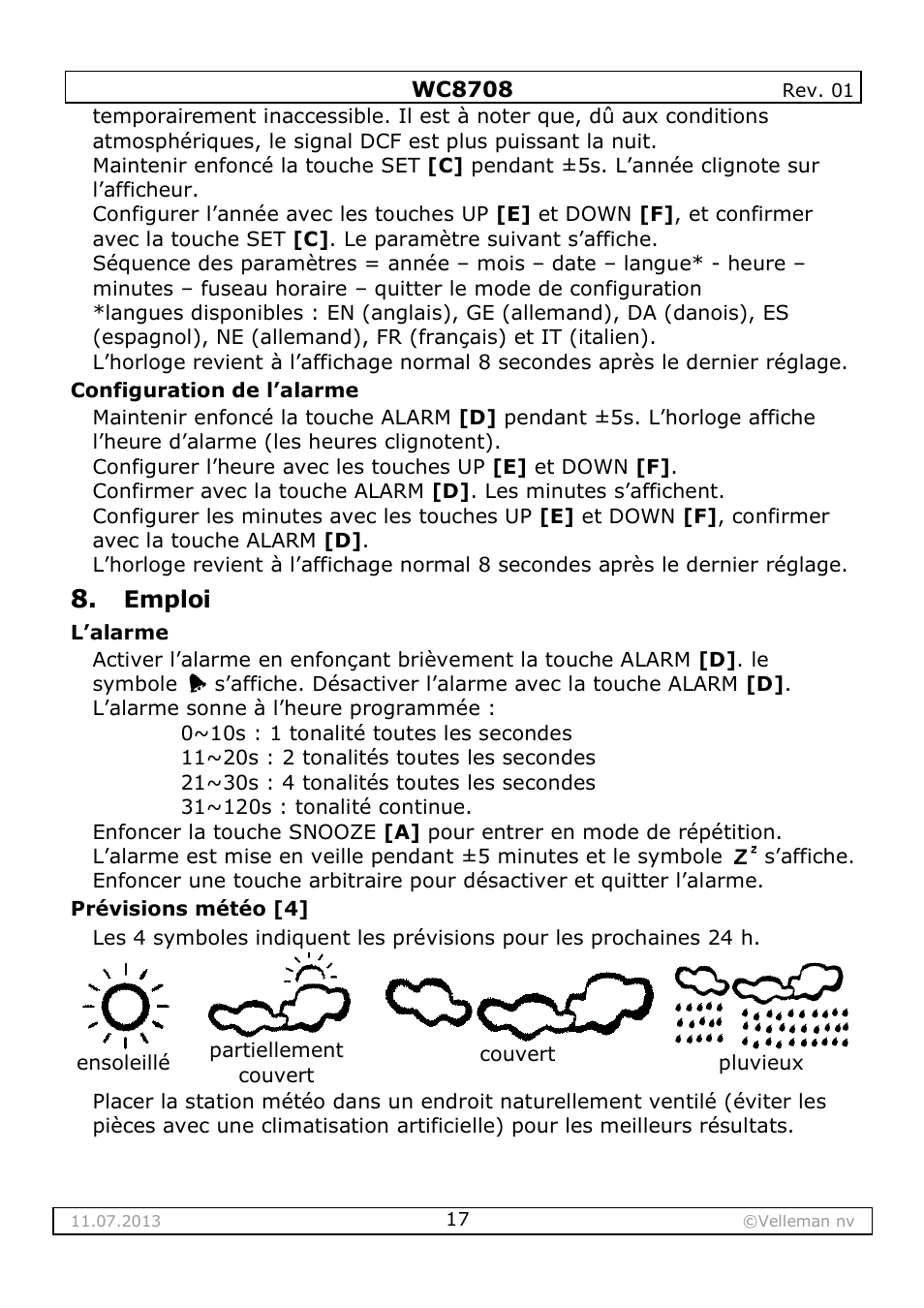 Velleman WC8708 User Manual | Page 17 / 42