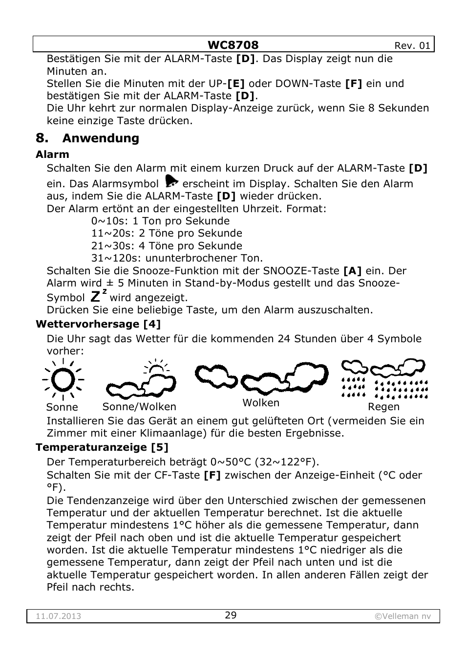 Velleman WC8708 User Manual | Page 29 / 42