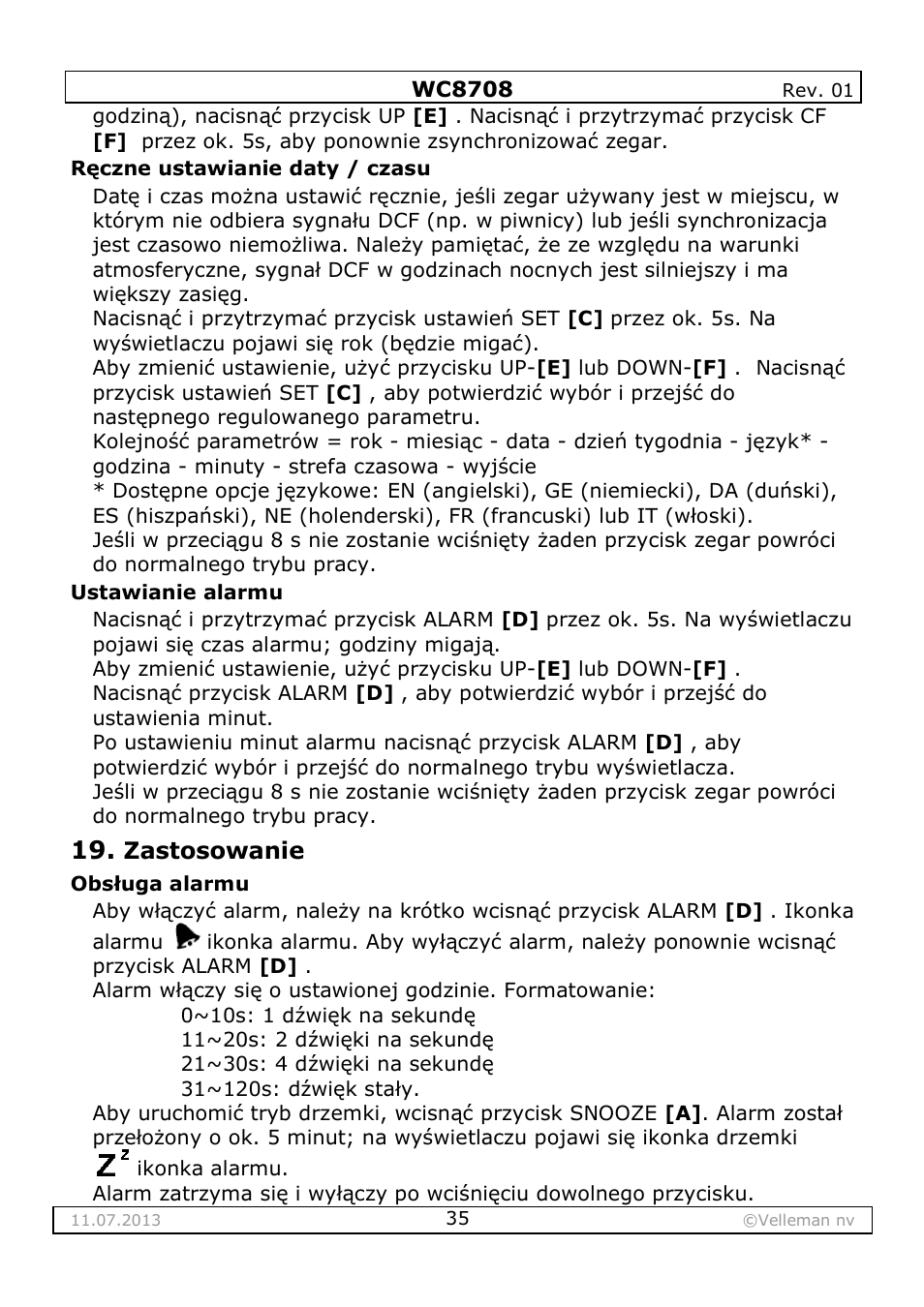 Velleman WC8708 User Manual | Page 35 / 42