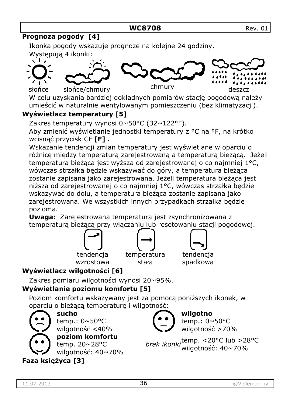 Velleman WC8708 User Manual | Page 36 / 42