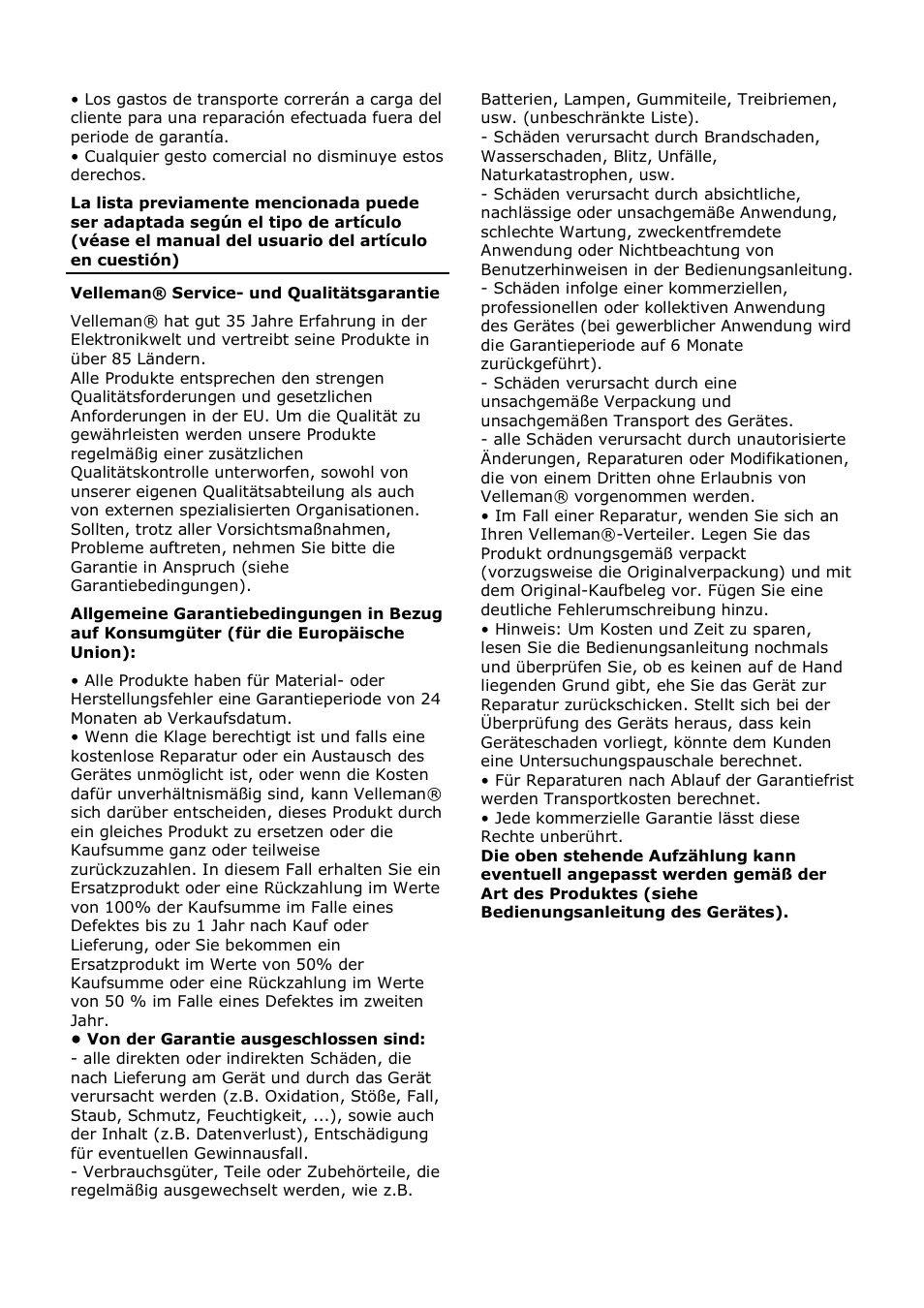 Velleman WC8708 User Manual | Page 42 / 42