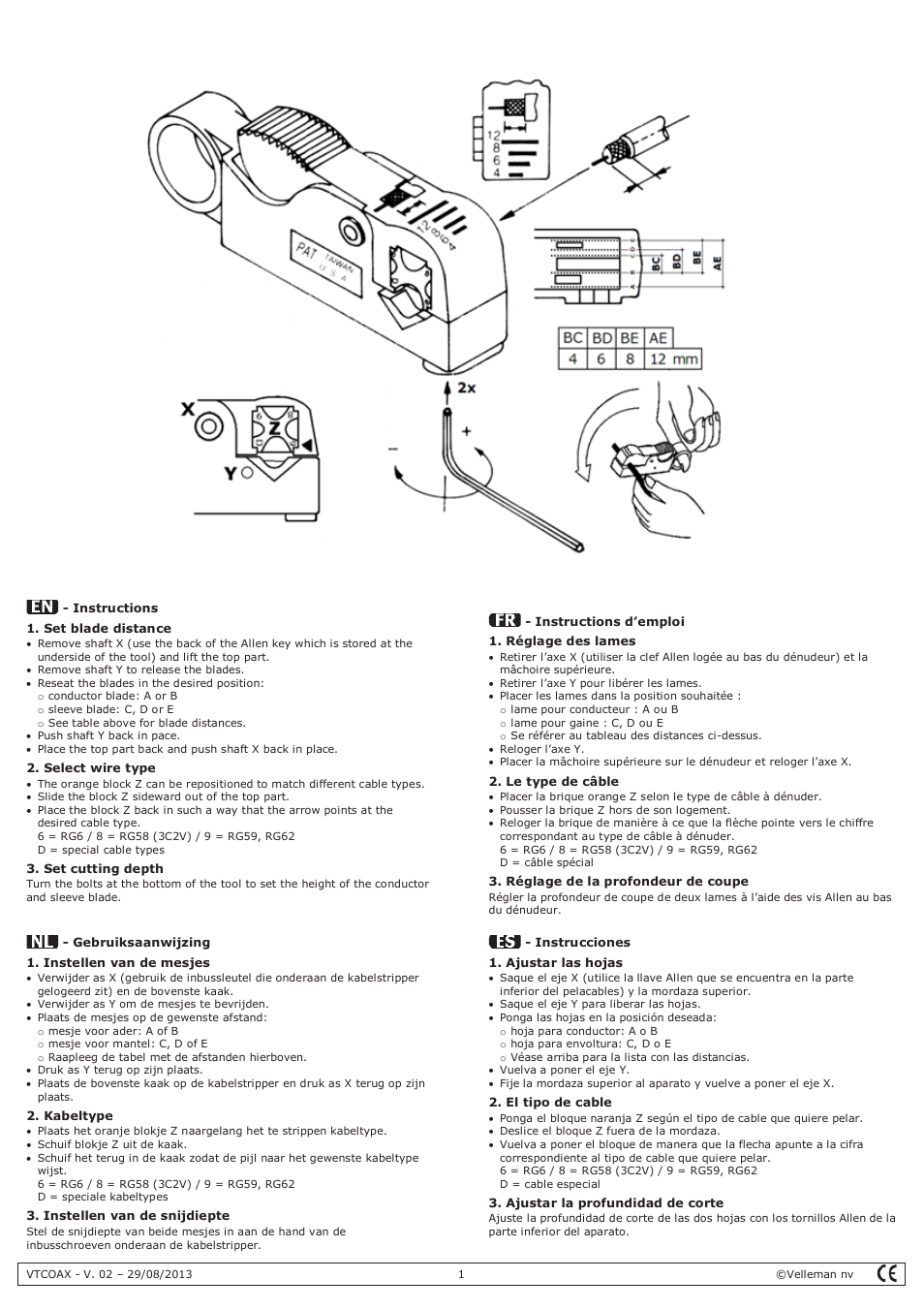 Velleman VTCOAX User Manual | 2 pages