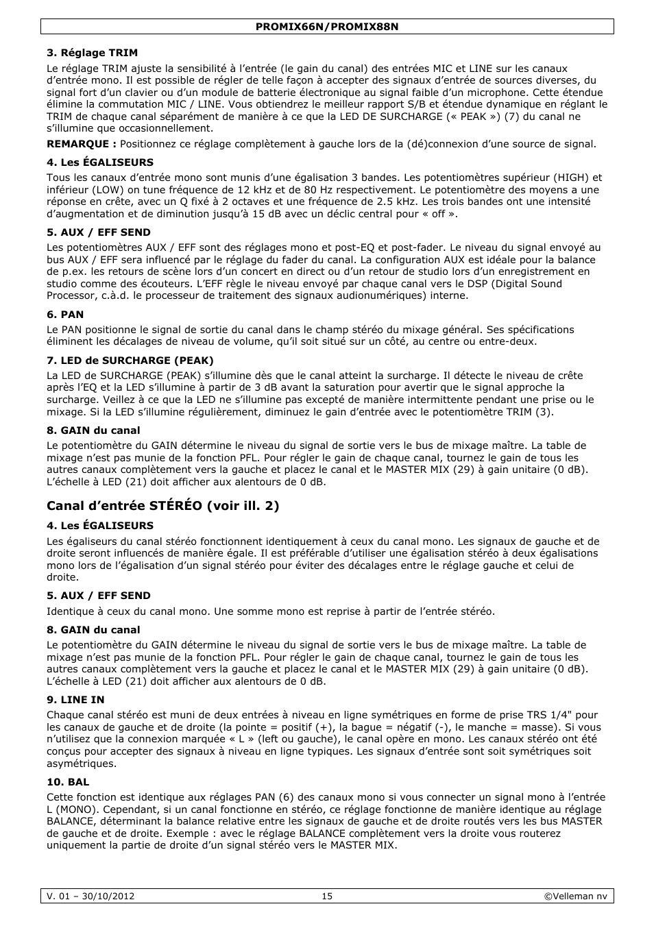 Velleman PROMIX66N User Manual | Page 15 / 38
