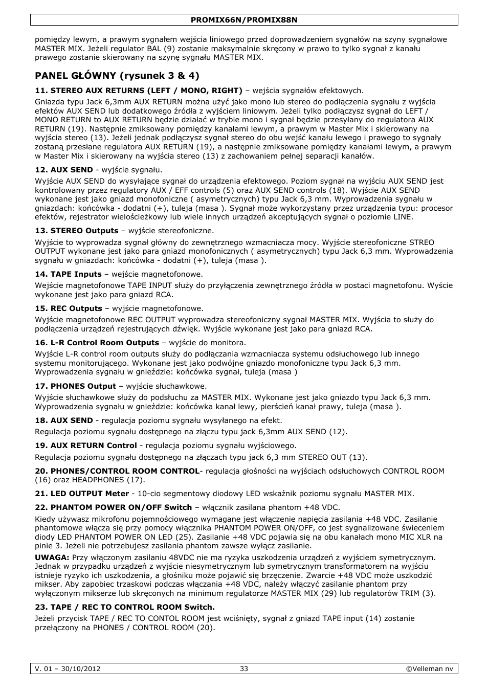 Velleman PROMIX66N User Manual | Page 33 / 38