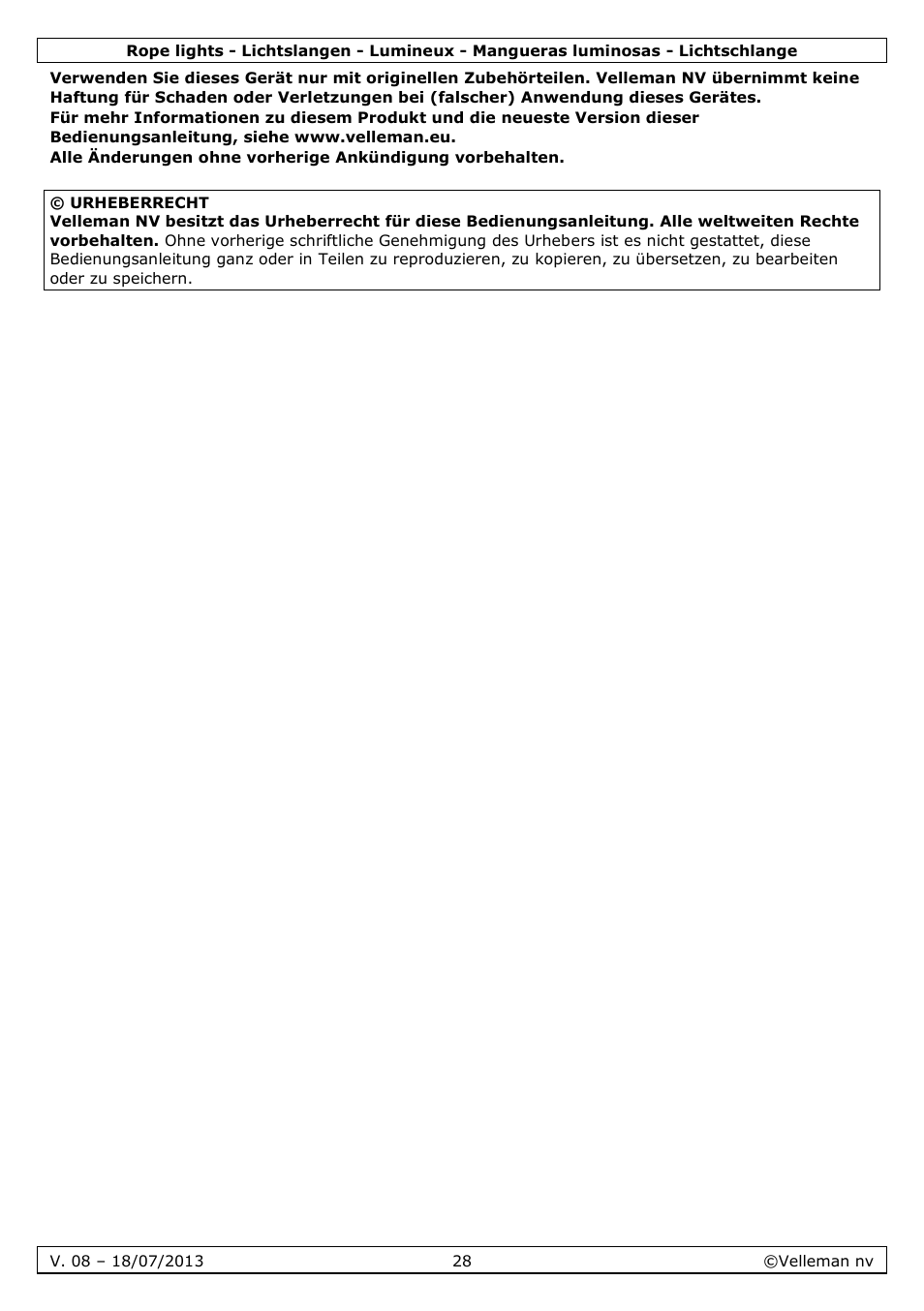 Velleman VDLRL28x User Manual | Page 28 / 30
