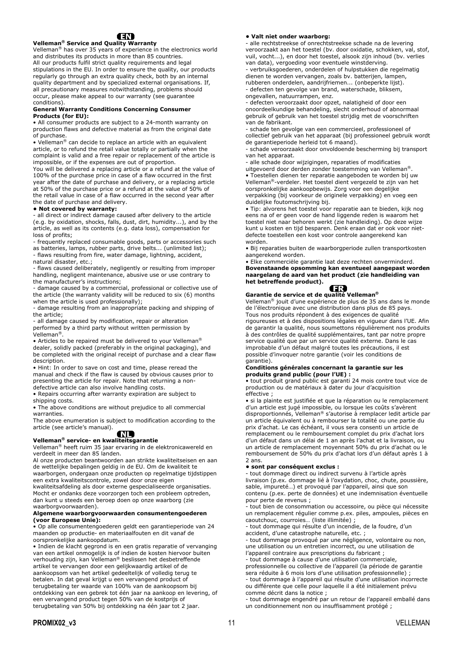 Velleman PROMIX02 User Manual | Page 11 / 12