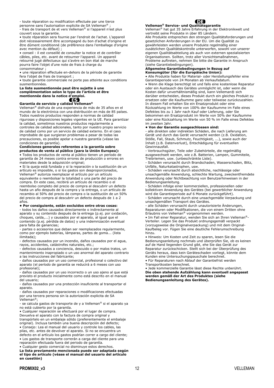 Velleman PROMIX02 User Manual | Page 12 / 12