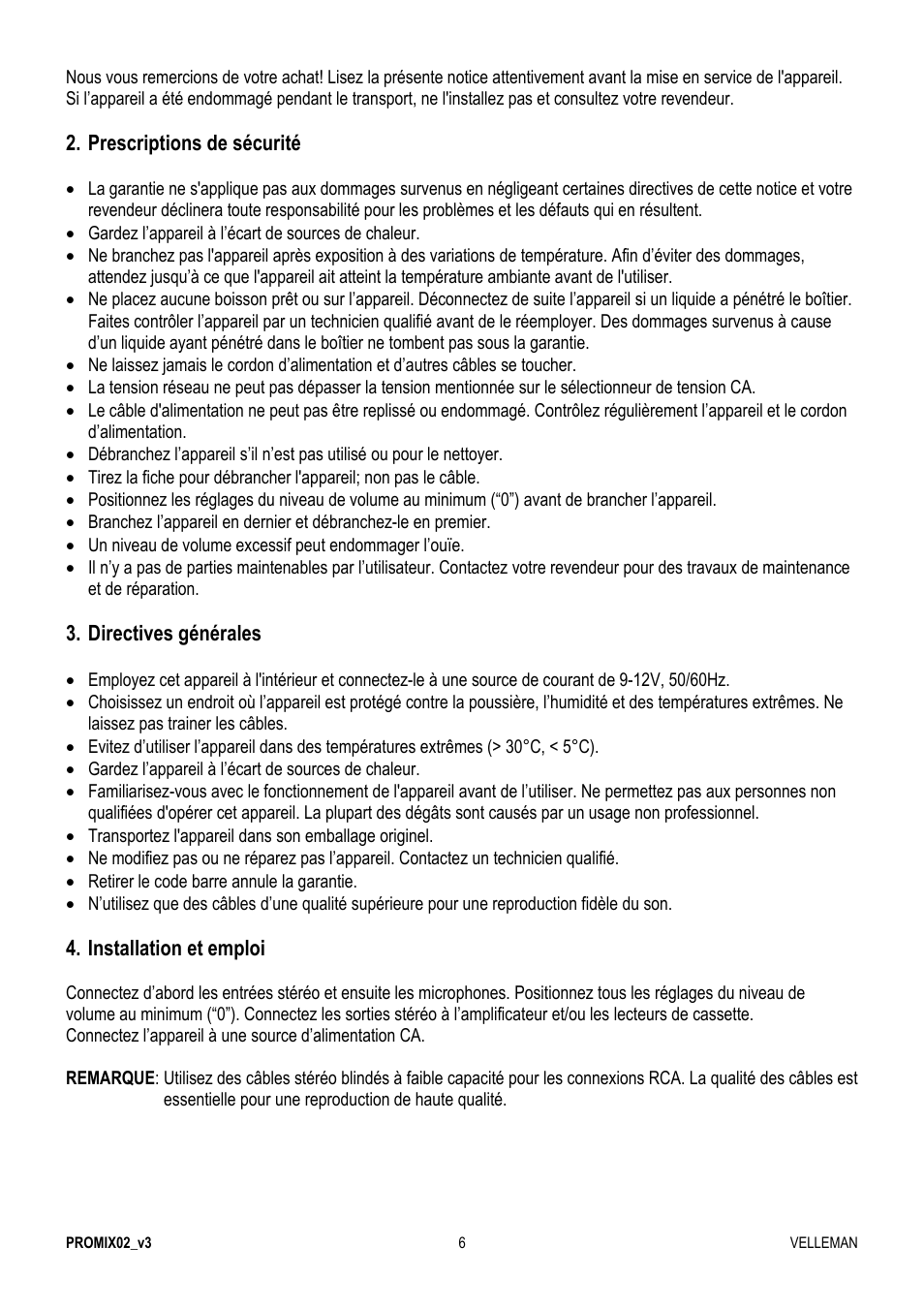Velleman PROMIX02 User Manual | Page 6 / 12