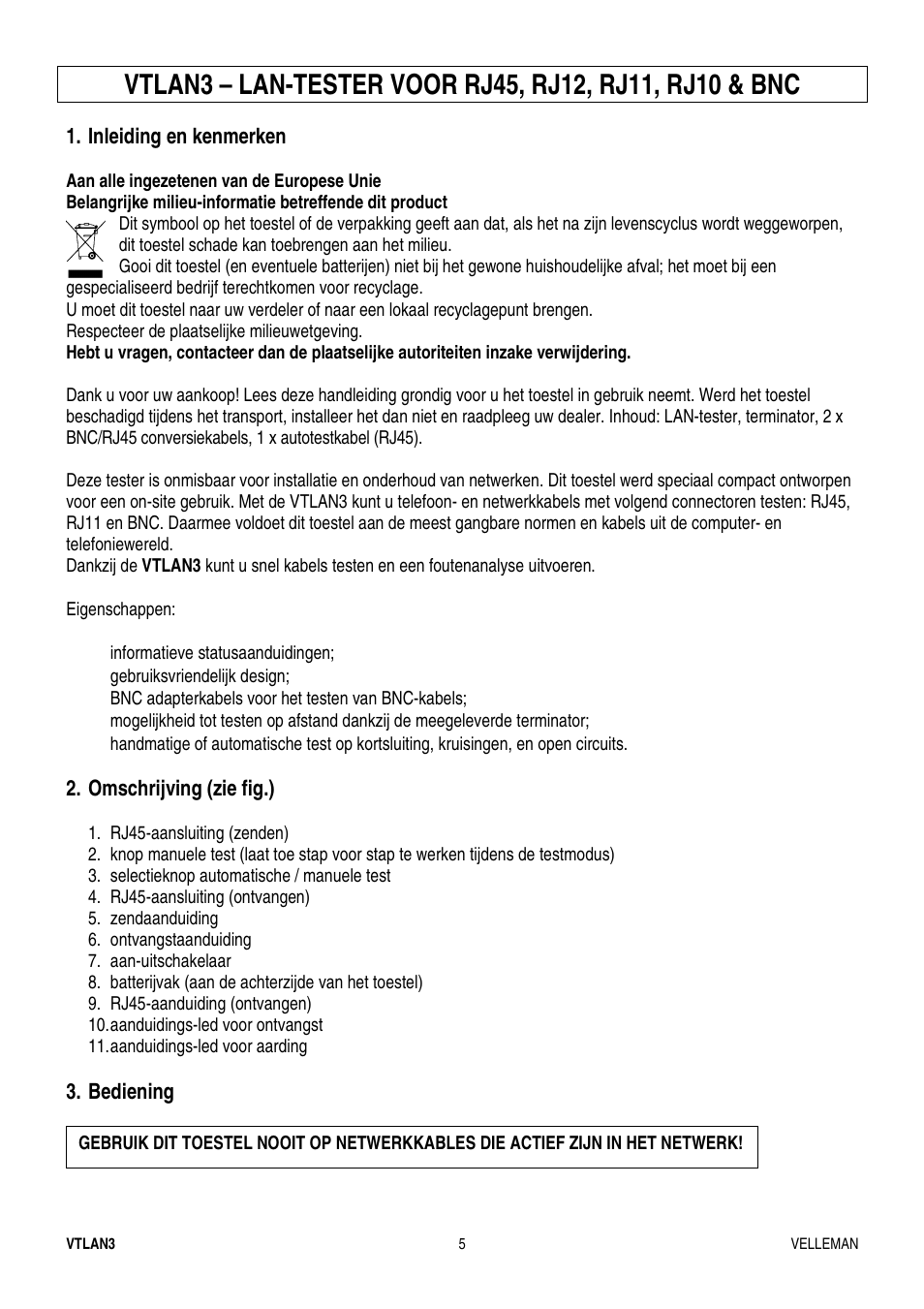 Velleman VTLAN3 User Manual | Page 5 / 12