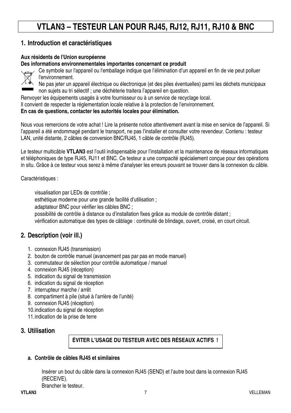 Velleman VTLAN3 User Manual | Page 7 / 12