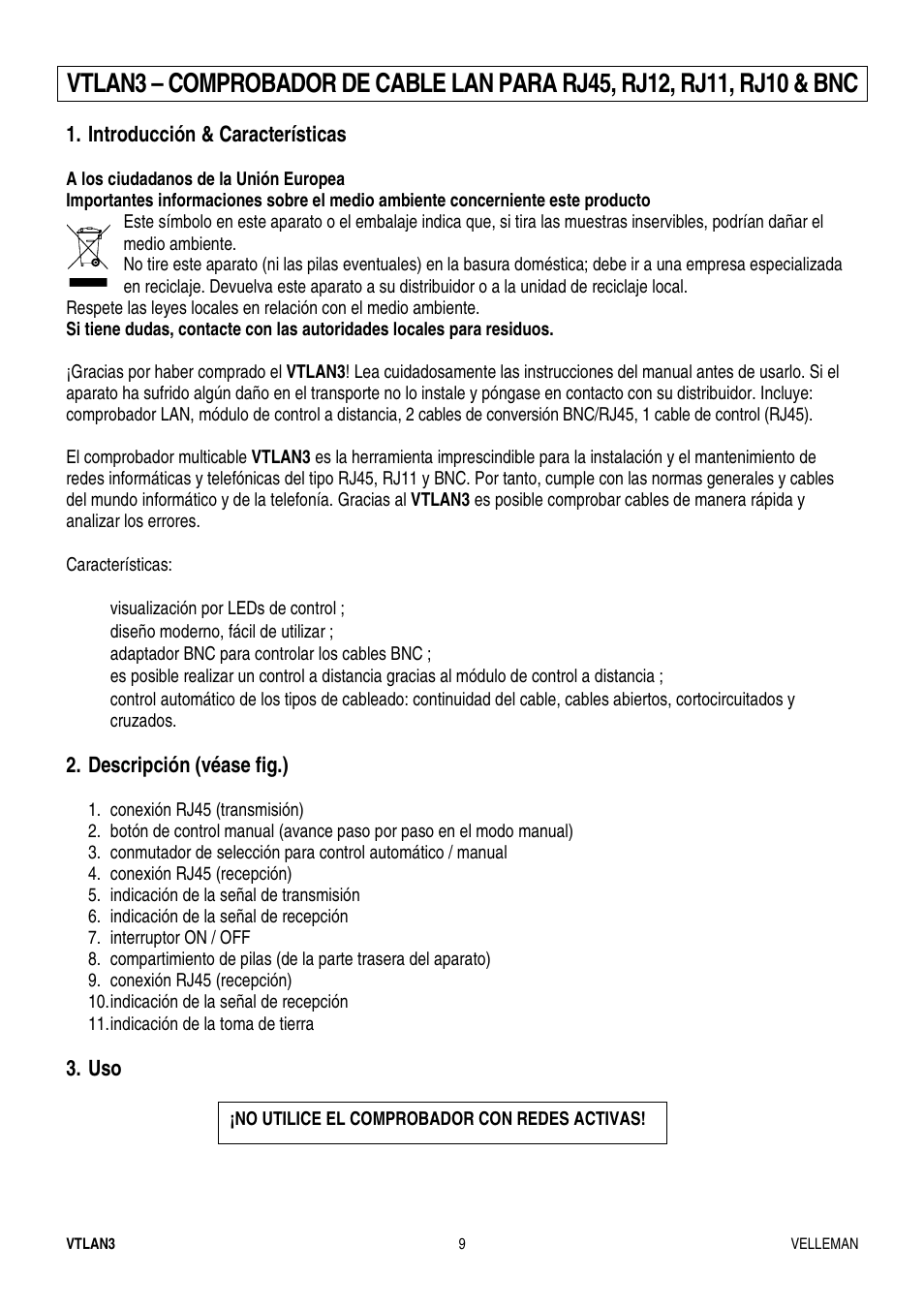 Velleman VTLAN3 User Manual | Page 9 / 12