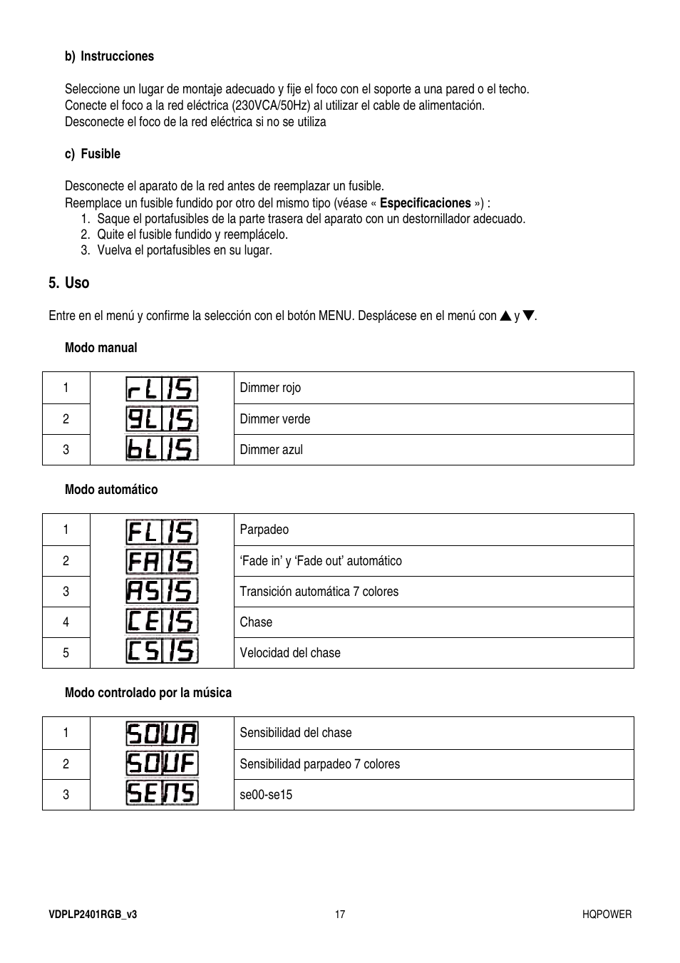 Velleman VDPLP2401RGB User Manual | Page 17 / 24