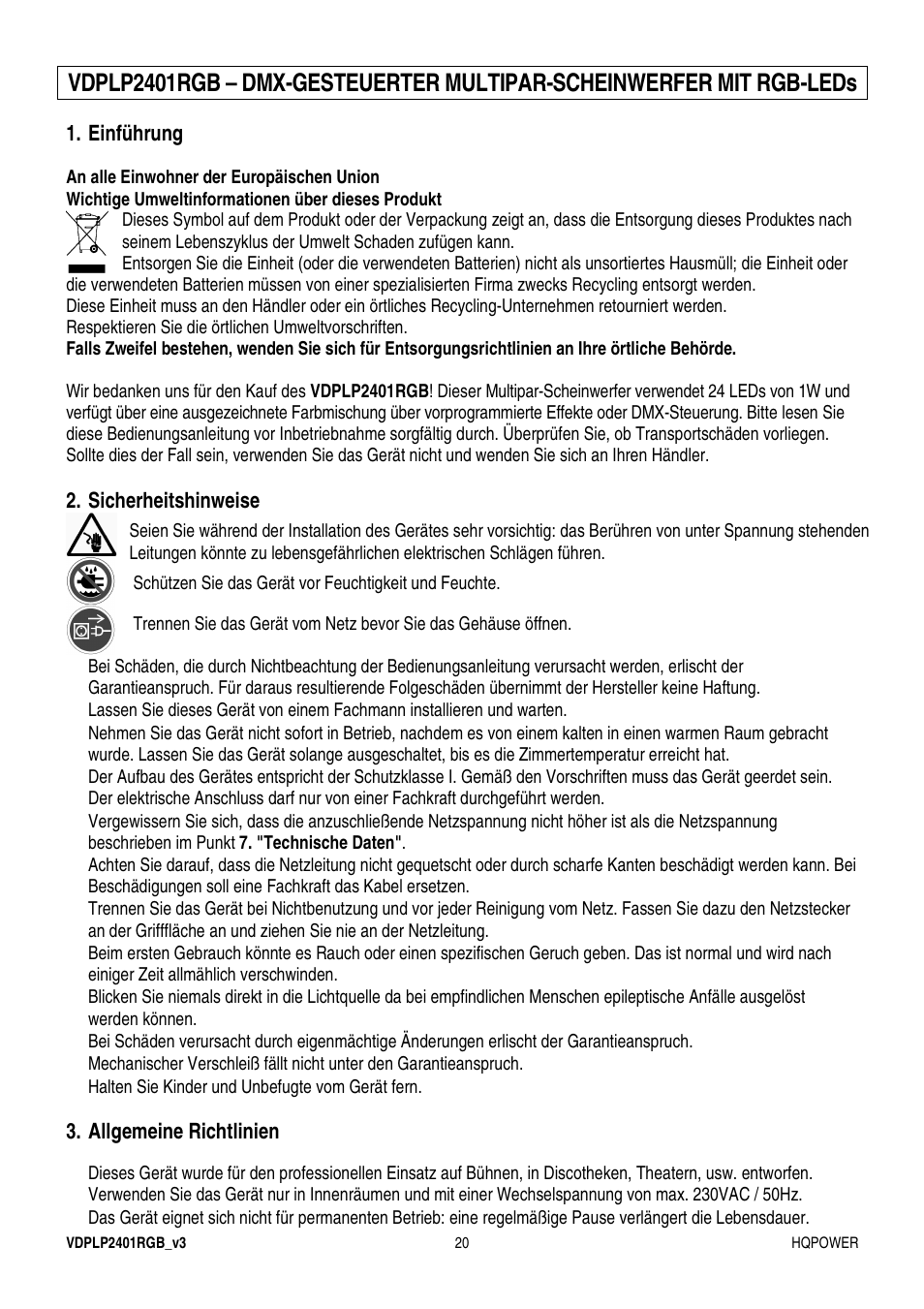 Velleman VDPLP2401RGB User Manual | Page 20 / 24
