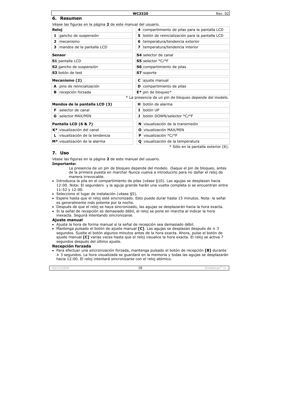 Velleman WC3320 User Manual | Page 16 / 26