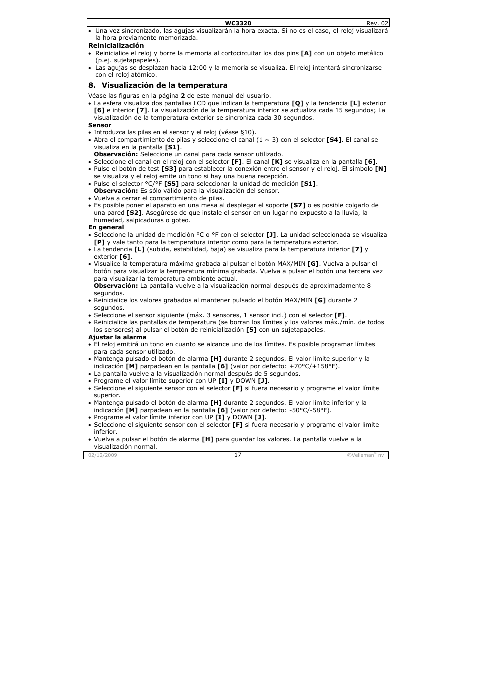 Velleman WC3320 User Manual | Page 17 / 26