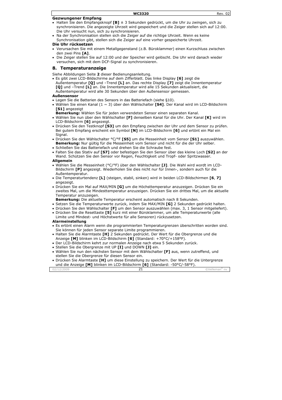 Velleman WC3320 User Manual | Page 21 / 26