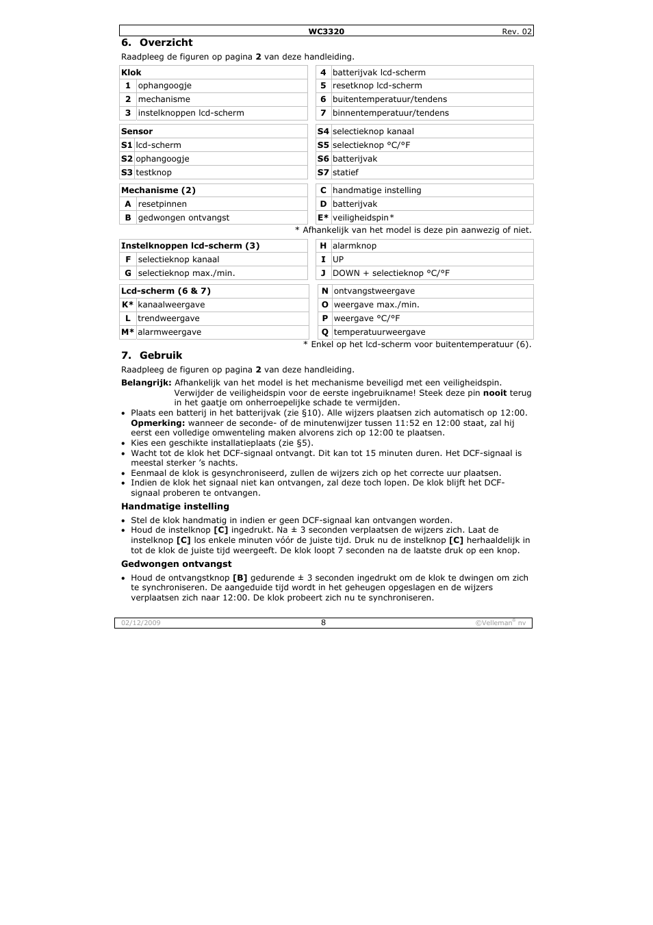 Velleman WC3320 User Manual | Page 8 / 26