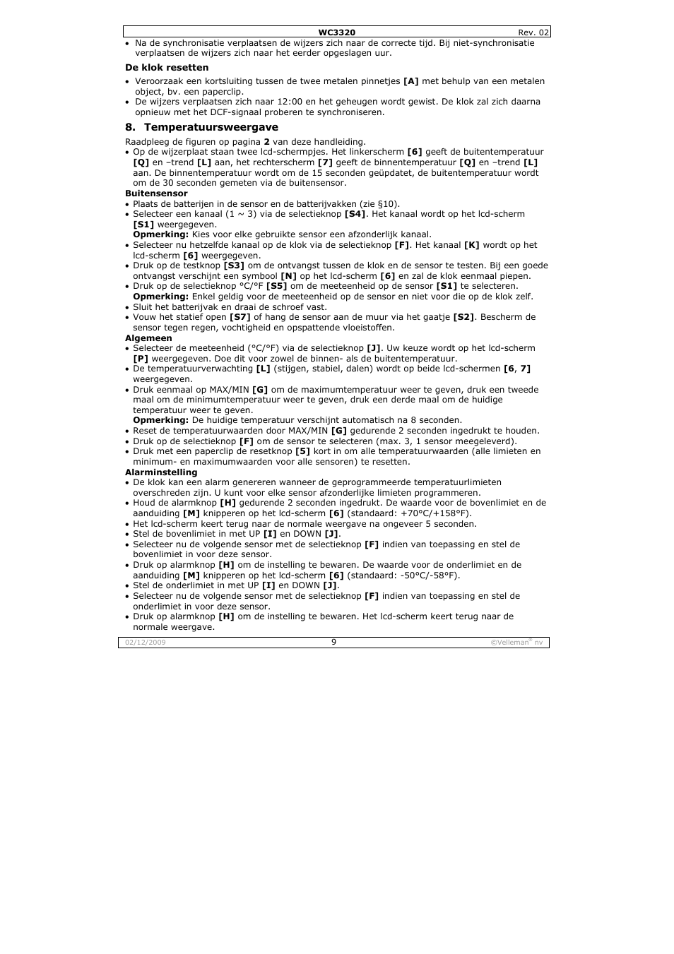 Velleman WC3320 User Manual | Page 9 / 26
