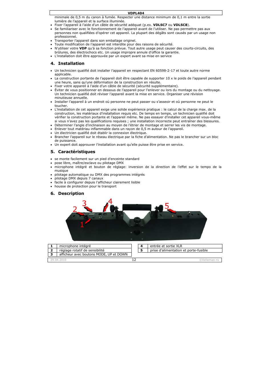 Velleman VDPL404 User Manual | Page 12 / 26