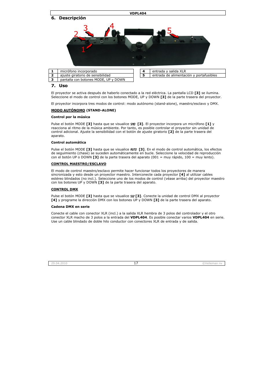 Velleman VDPL404 User Manual | Page 17 / 26