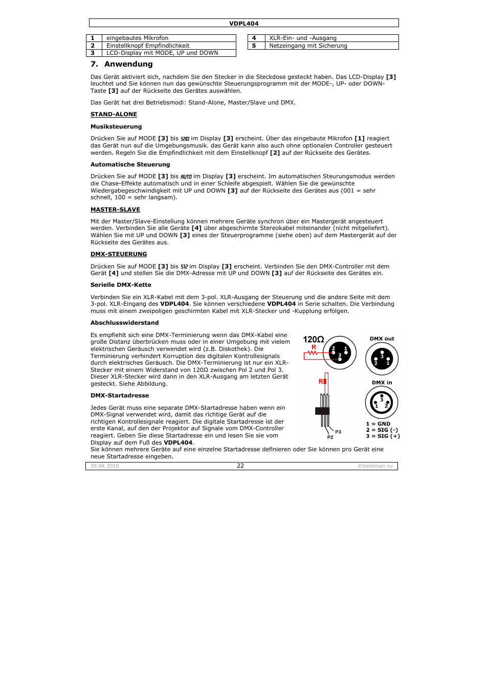 Velleman VDPL404 User Manual | Page 22 / 26
