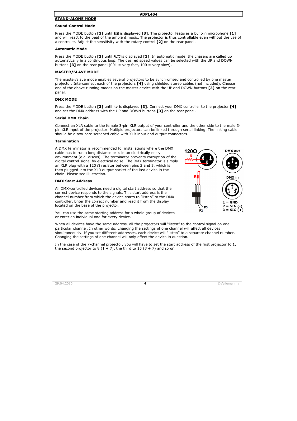 Velleman VDPL404 User Manual | Page 4 / 26