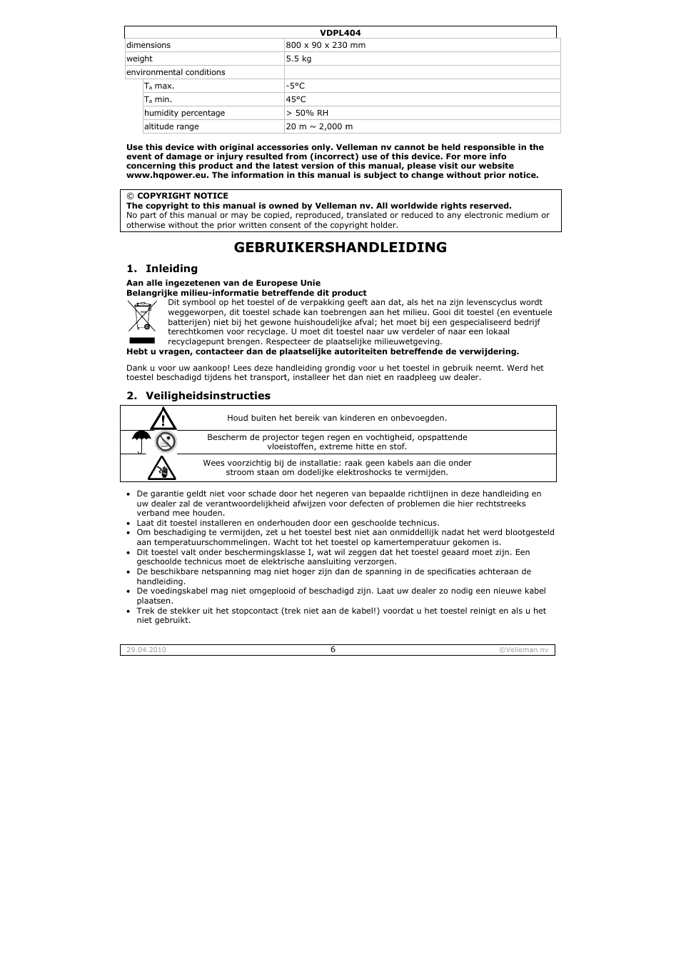 Gebru, Uikersha, Andleid | Ding | Velleman VDPL404 User Manual | Page 6 / 26