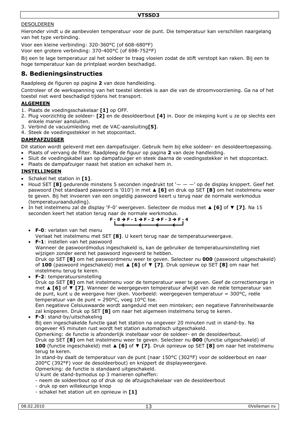 Bedieningsinstructies | Velleman VTSSD3 User Manual | Page 13 / 51