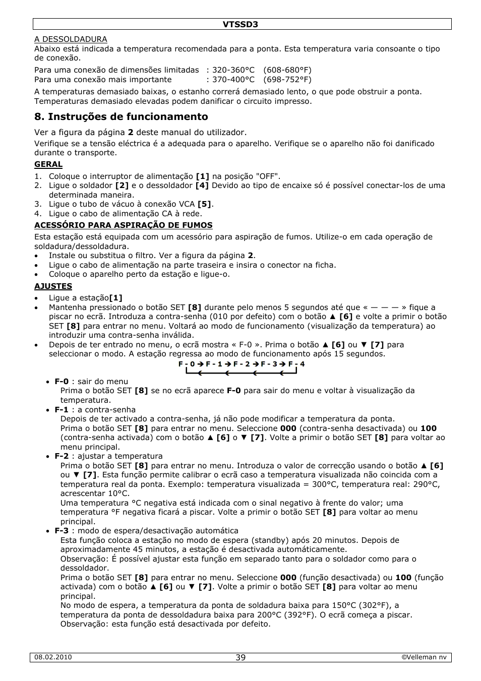 Instruções de funcionamento | Velleman VTSSD3 User Manual | Page 39 / 51