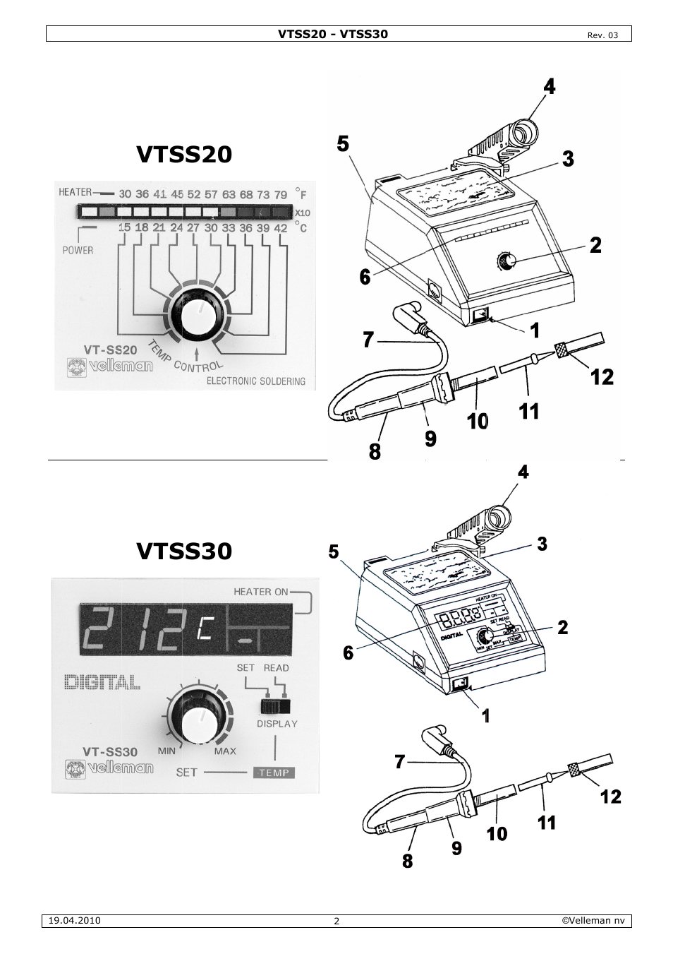 Vts ss20, Ss30 | Velleman VTSS20 User Manual | Page 2 / 16