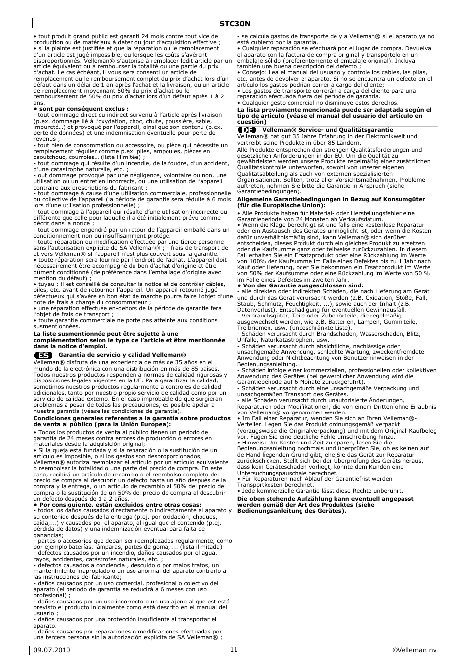Velleman STC30N User Manual | Page 11 / 11