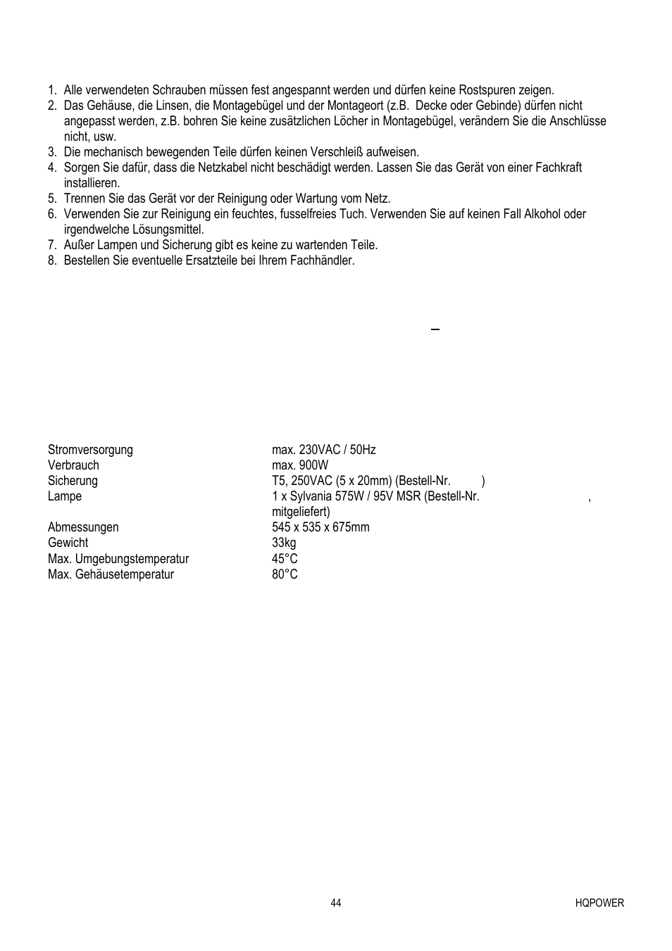 Velleman VDP575MHS20FL User Manual | Page 44 / 46