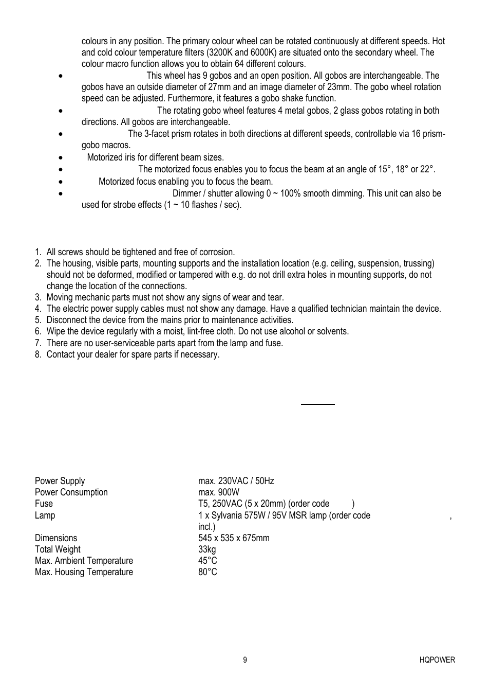 Velleman VDP575MHS20FL User Manual | Page 9 / 46