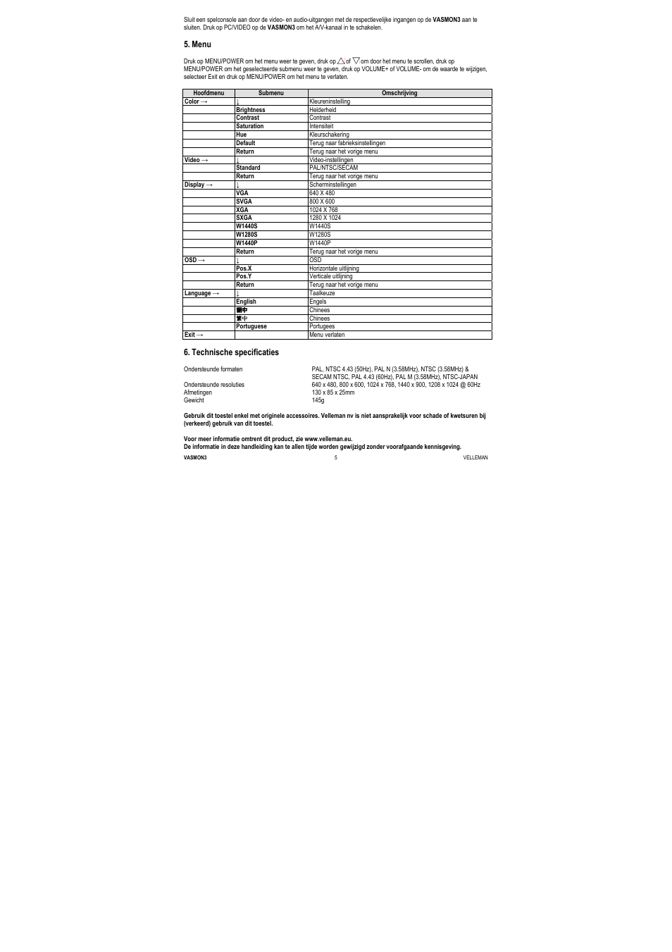 Velleman VASMON3 User Manual | Page 5 / 14