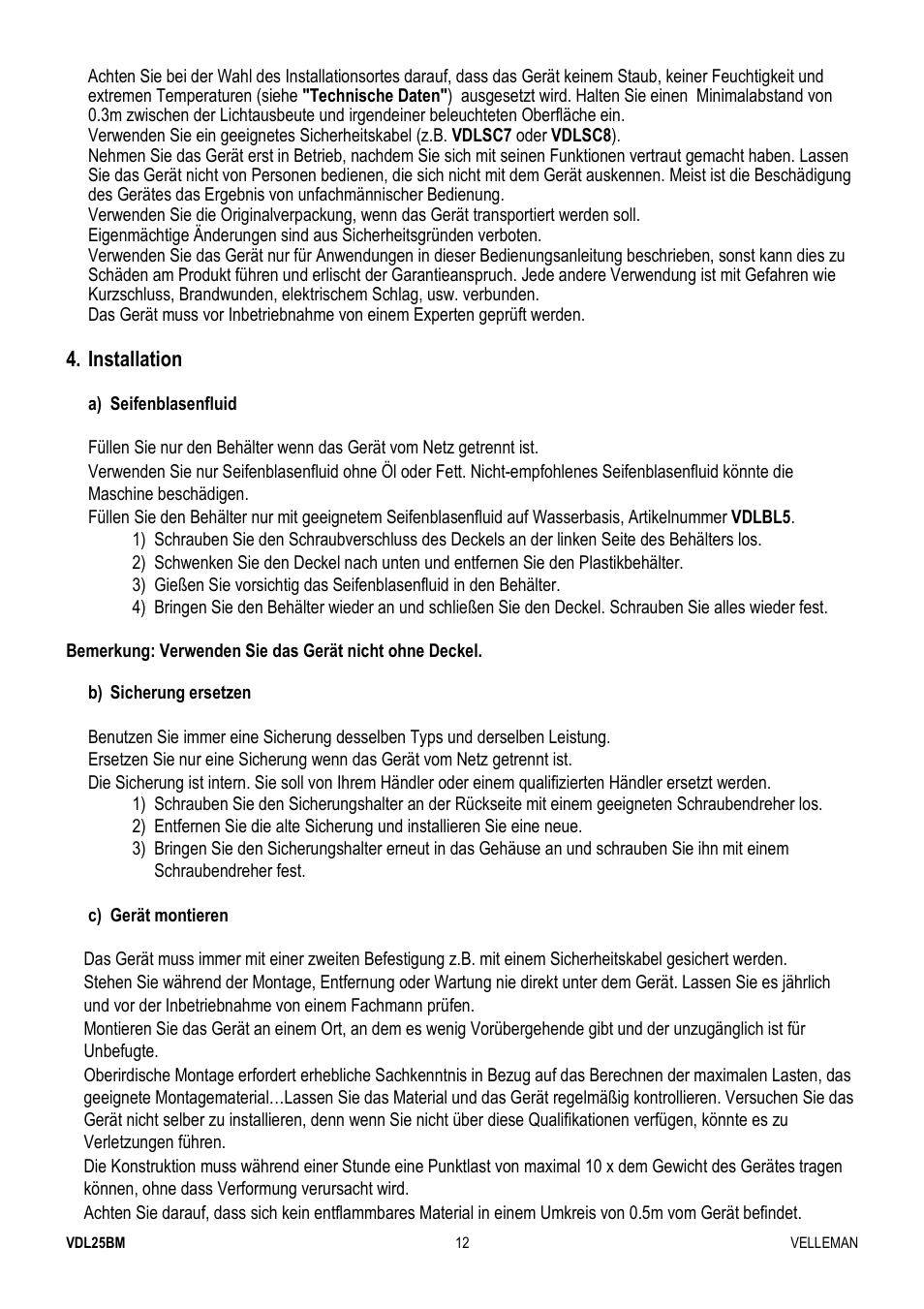 Velleman VDL25BM User Manual | Page 12 / 20