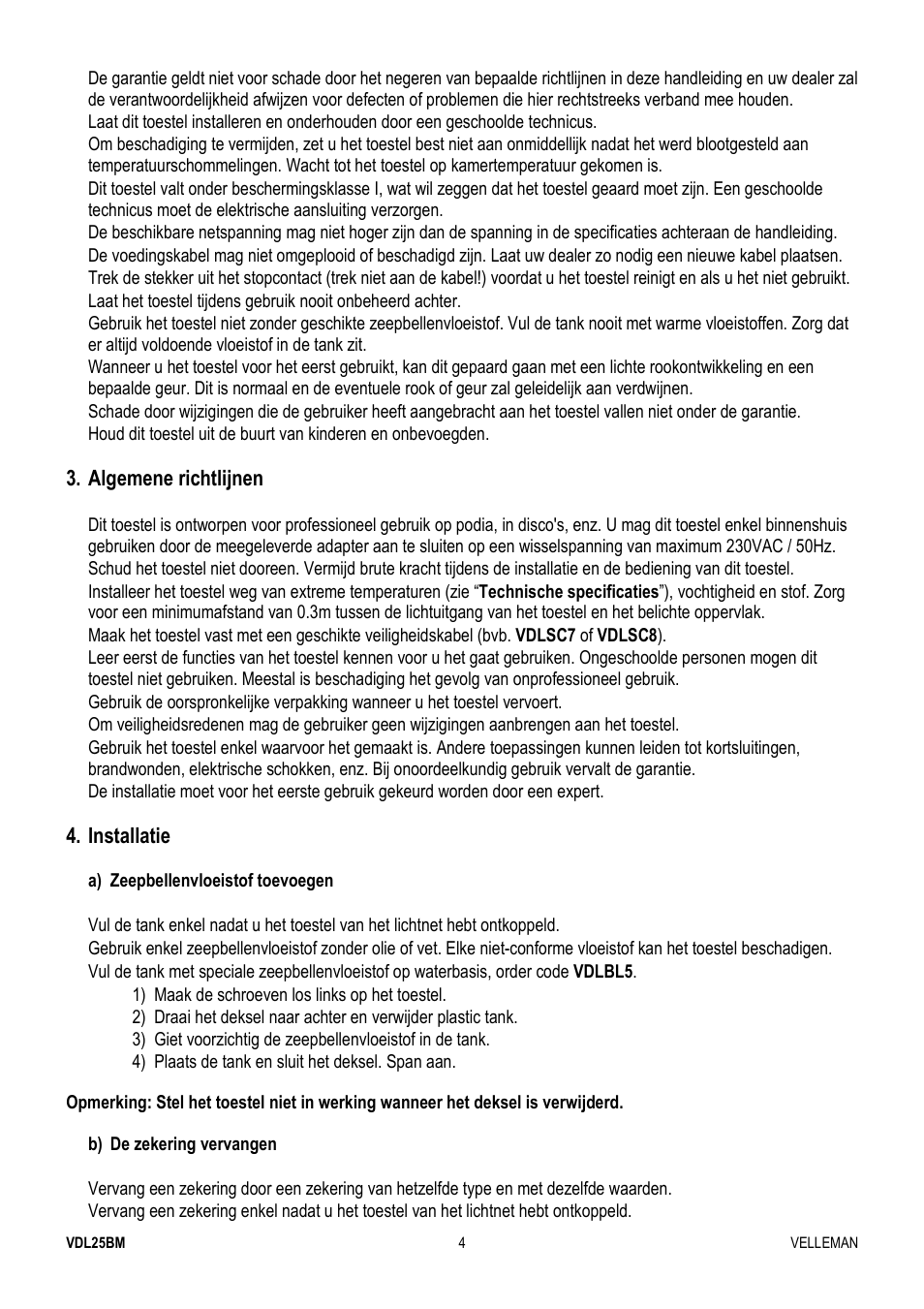 Velleman VDL25BM User Manual | Page 4 / 20