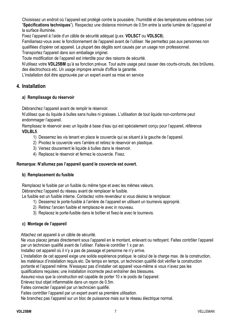 Velleman VDL25BM User Manual | Page 7 / 20