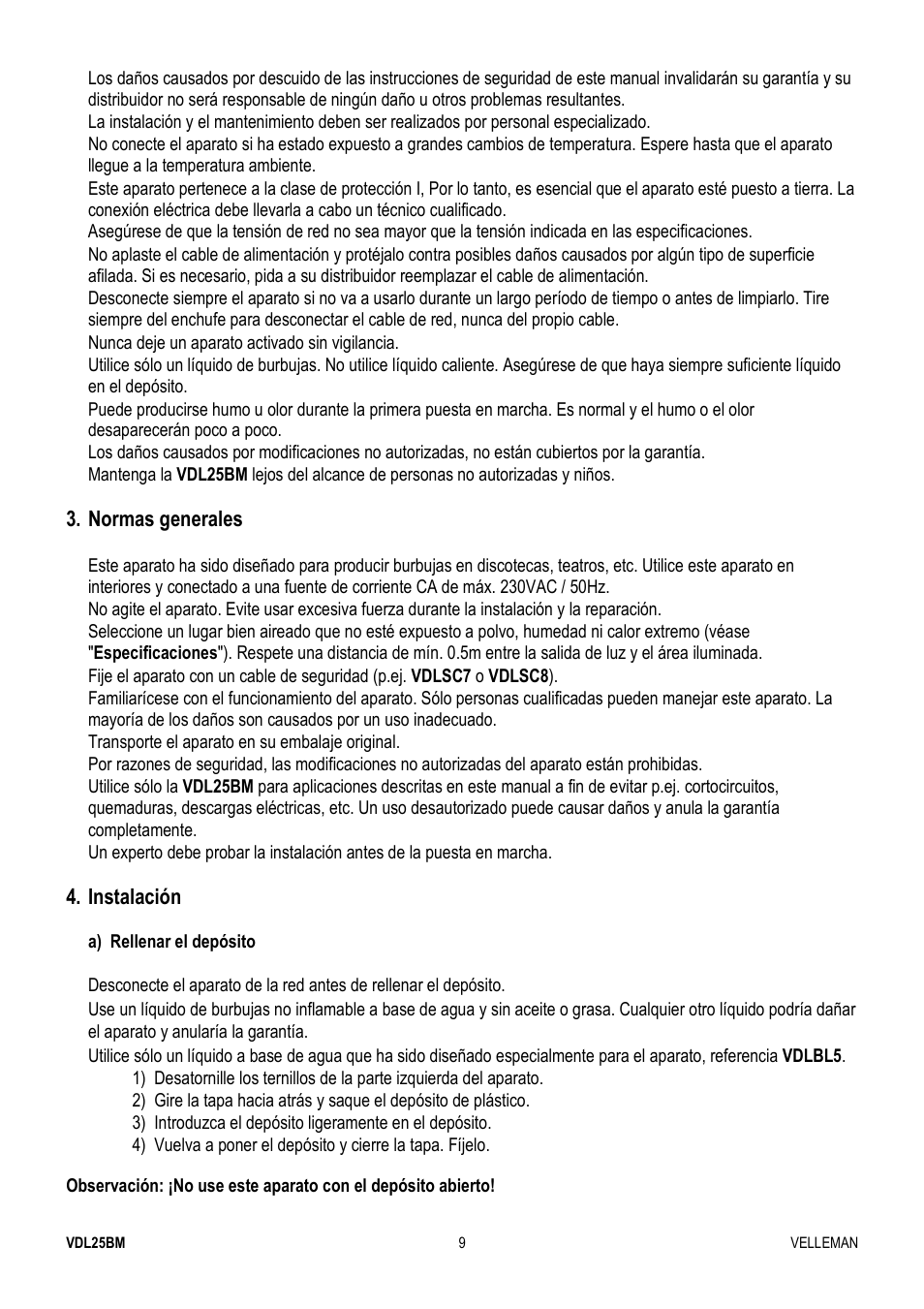 Velleman VDL25BM User Manual | Page 9 / 20