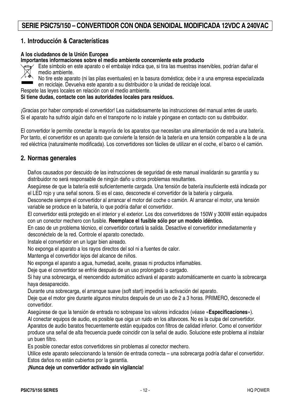 Velleman PSIC75B User Manual | Page 12 / 18