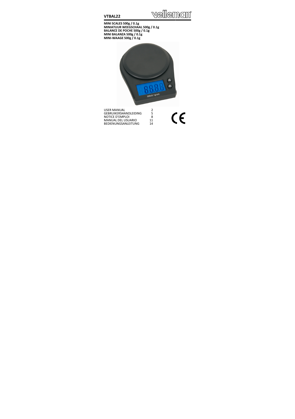 Velleman VTBAL22 User Manual | 21 pages