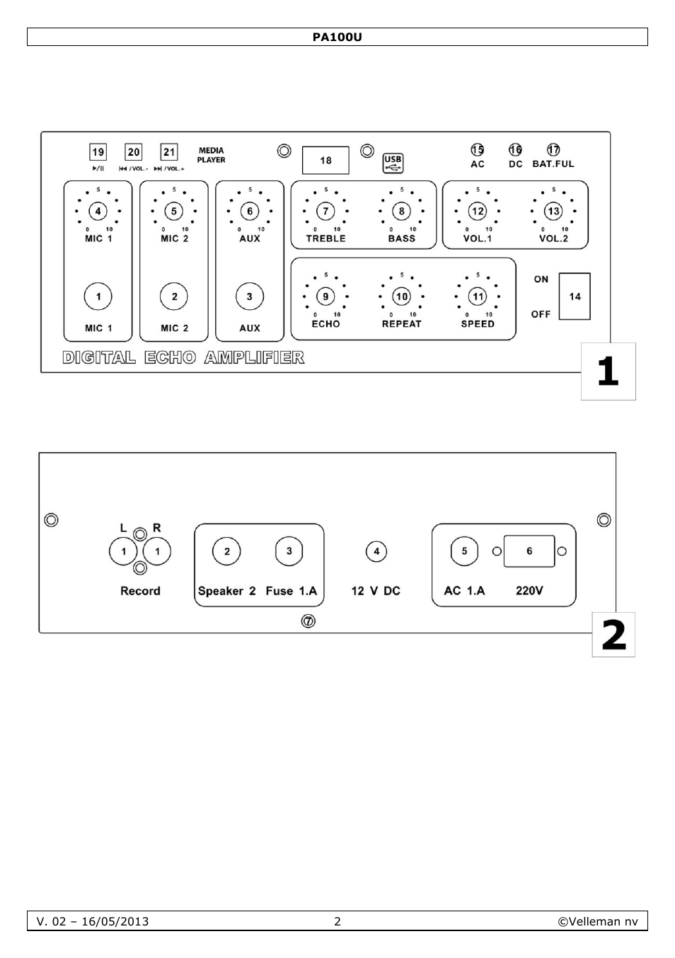 Velleman PA100U User Manual | Page 2 / 23