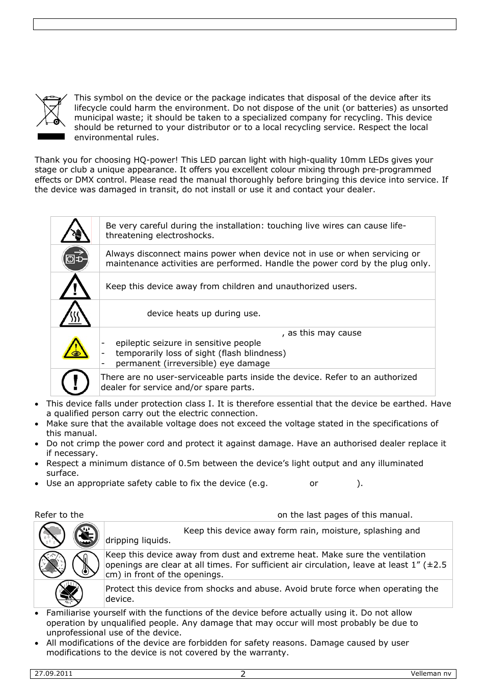 User manual | Velleman VDPLP64SB User Manual | Page 2 / 22