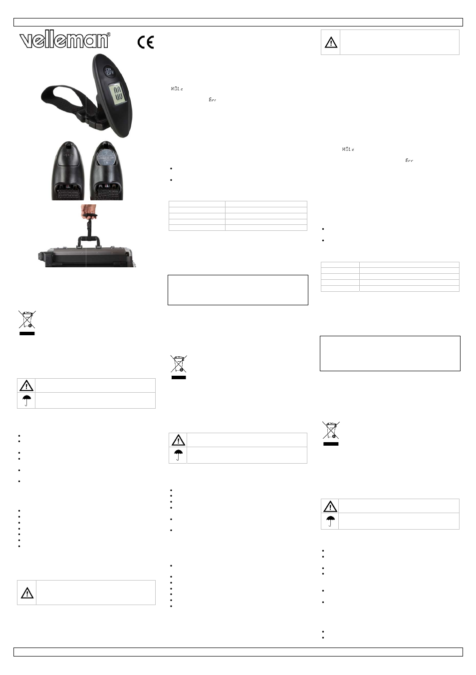 Velleman VTBAL27 User Manual | 3 pages