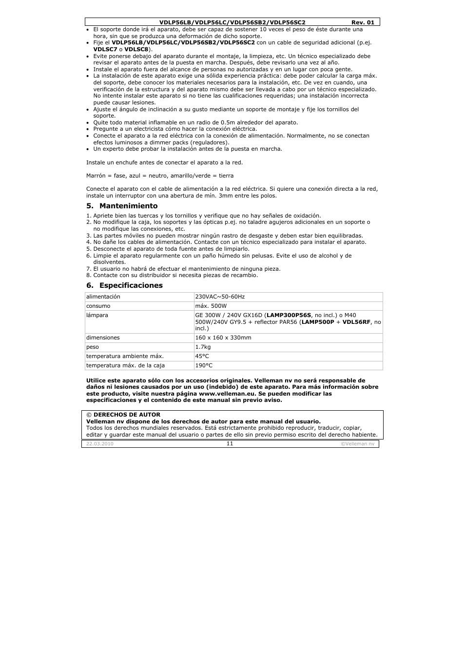 Velleman VDLP56SB2 User Manual | Page 11 / 16