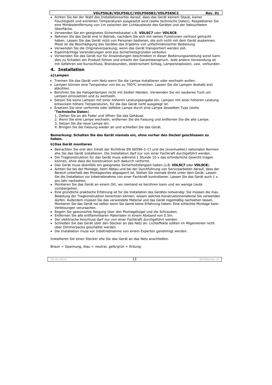 Velleman VDLP56SB2 User Manual | Page 13 / 16