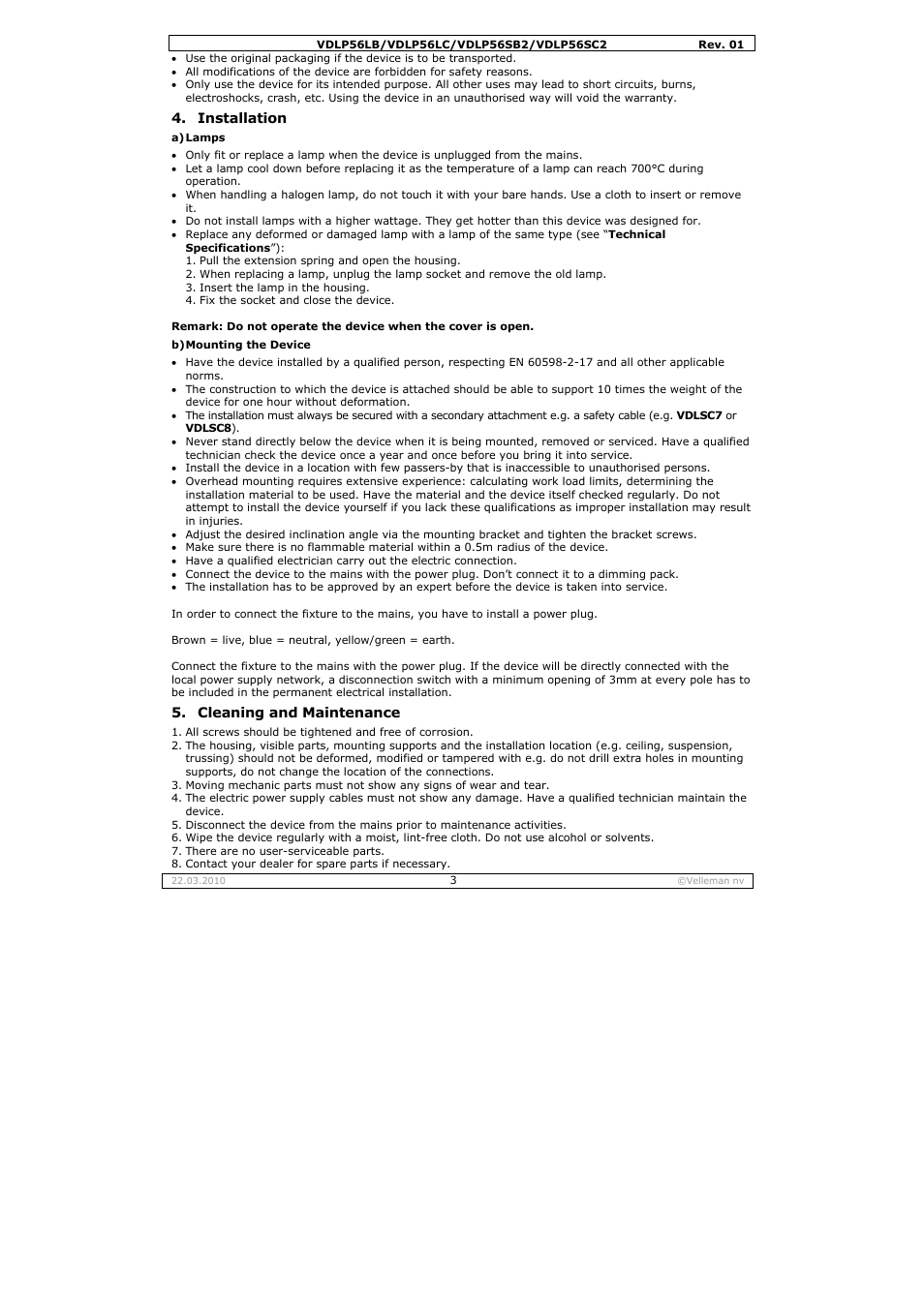 Velleman VDLP56SB2 User Manual | Page 3 / 16