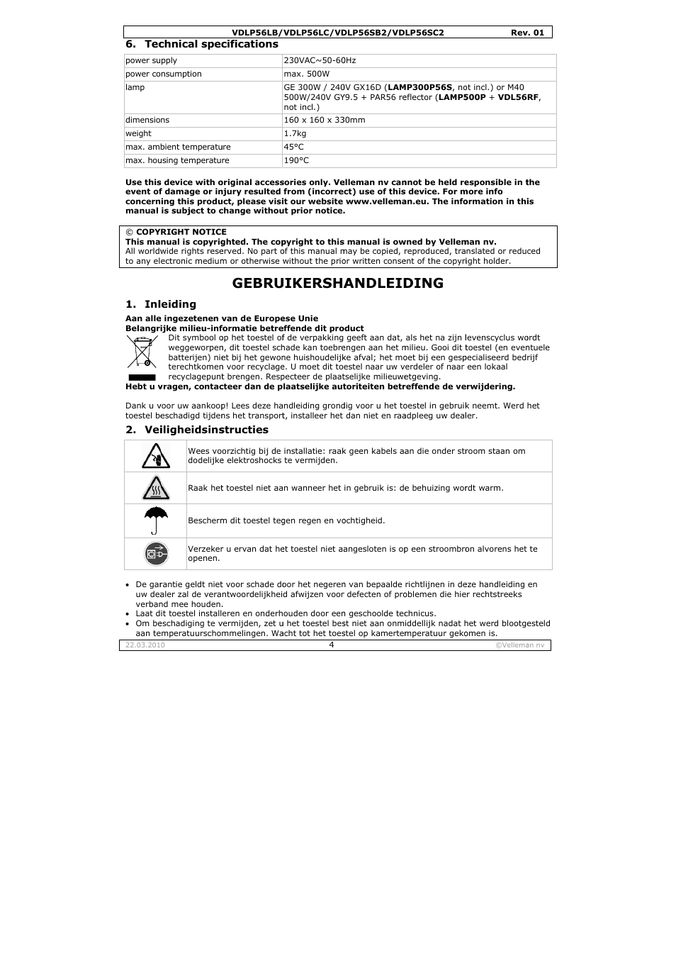 Gebru, Uikersha, Andleid | Ding | Velleman VDLP56SB2 User Manual | Page 4 / 16