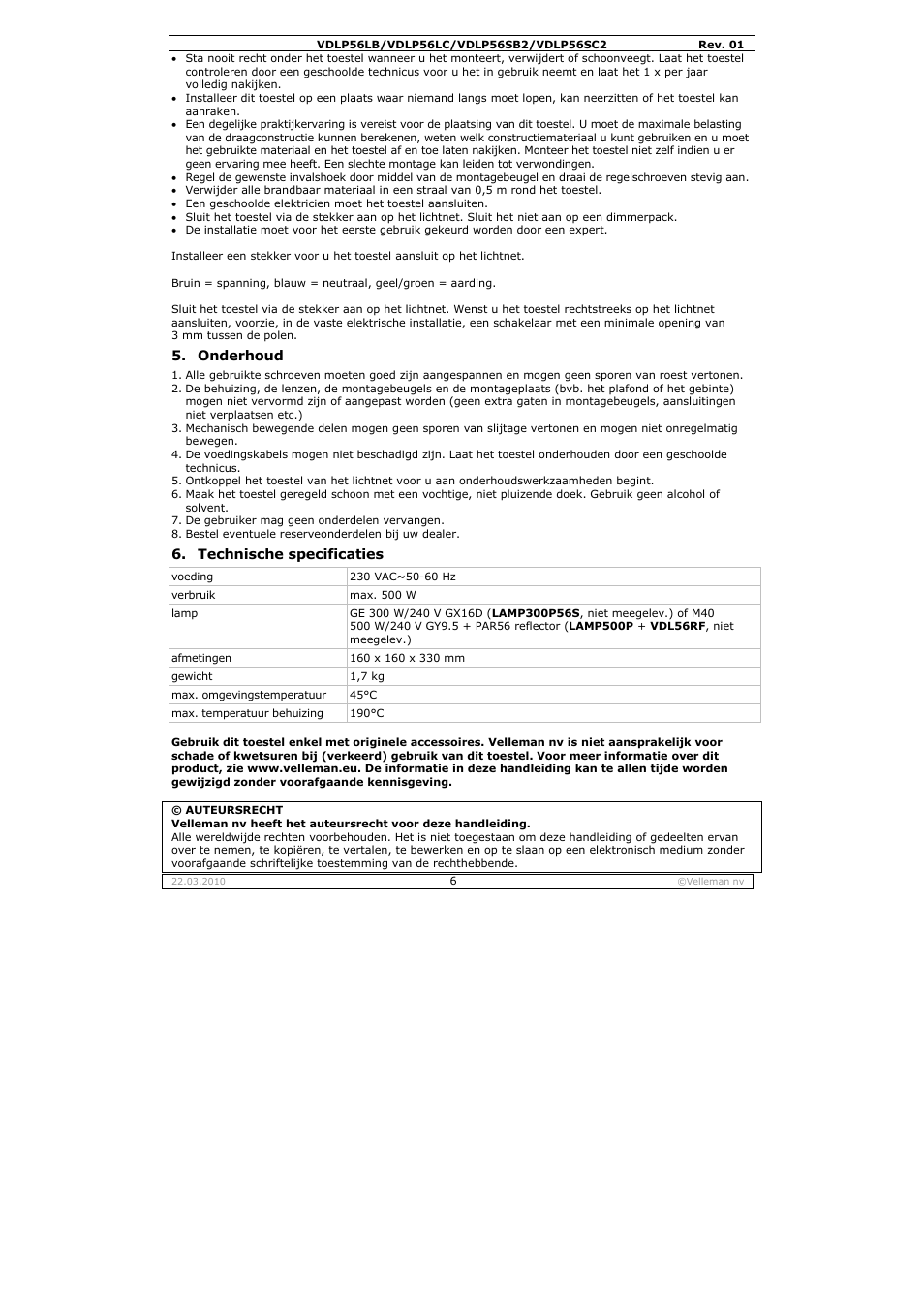 Velleman VDLP56SB2 User Manual | Page 6 / 16